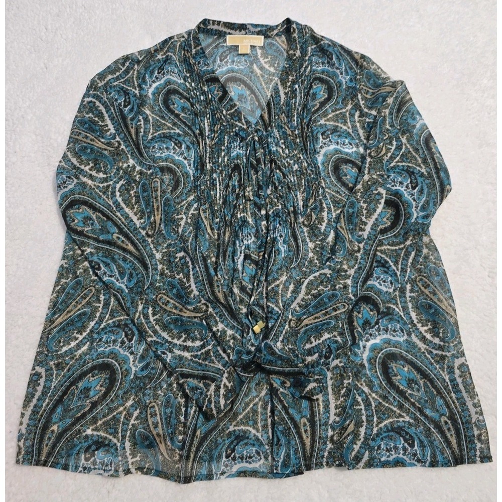Michael Kors Women's Sheer Paisley Print Blouse Size Large